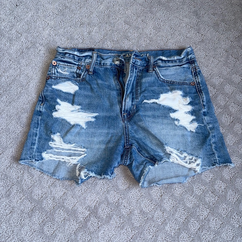 American Eagle Outfitters Women's Ripped Blue Jean Shorts